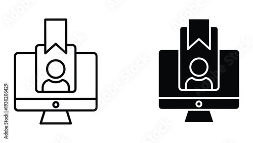 Computer monitor user profile icon set