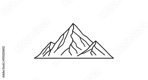 Minimalist Mountain Peak Line Art - Geometric Summit Outline