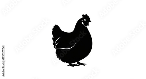 Black Silhouette of Chicken Standing.