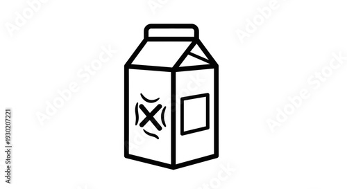 Milk carton icon with a cross symbol, representing no dairy or vegan option
