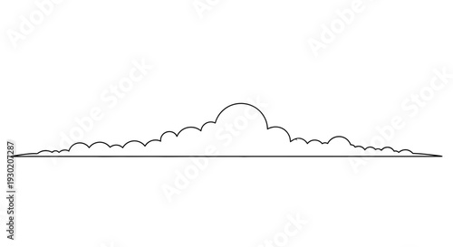 Minimalist Cloud Line Art, Simple Cumulus Cloud Outline, Sky Element Graphic