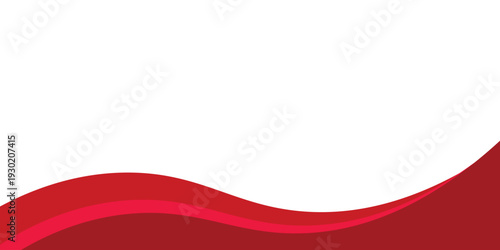 Bold abstract red wave background with smooth layered curves on clean white space.