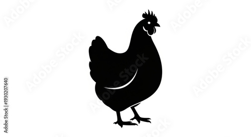 Black Silhouette of Chicken Standing.