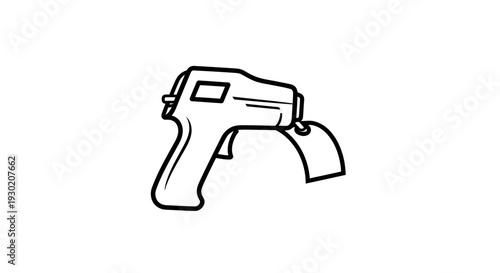 Handheld Barcode Scanner with Tag - Line Art Icon