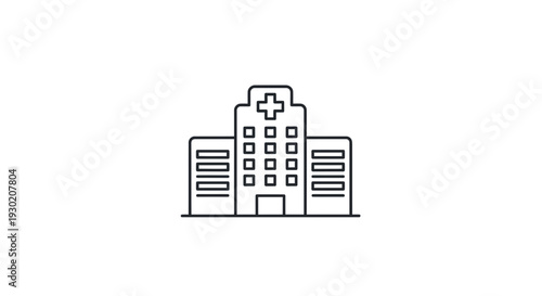 Hospital Building Icon Vector Art - Medical Healthcare Facility Symbol