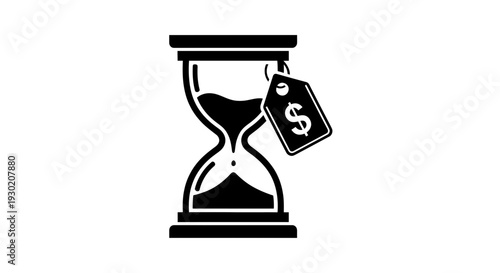 Hourglass with Price Tag: Time is Money Concept, Business Finance and Investment