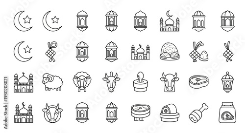 Collection of Islamic Symbols and Icons.