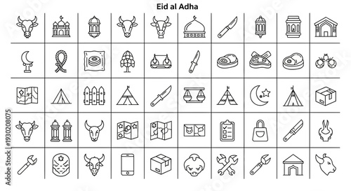 Collection of Simple Eid al Adha Icons.
