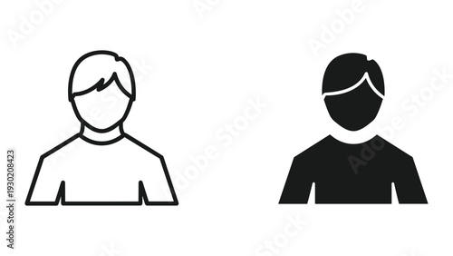 Simple black and white illustration of two people facing forward.