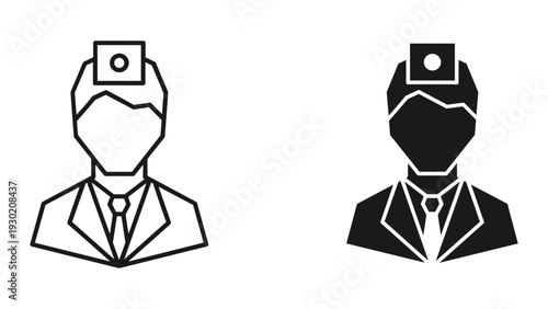 Businessman icon set, line and solid style
