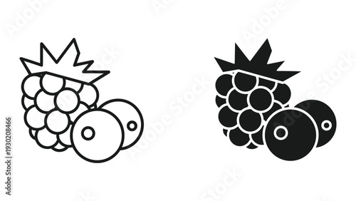 Black and white raspberry illustration