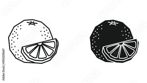 Black and white citrus fruit halves with dotted texture