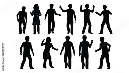 A group of people in various poses isolated on white background, Vector