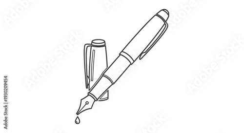 Fountain Pen with Ink Drop - Elegant Writing Instrument, Classic Design