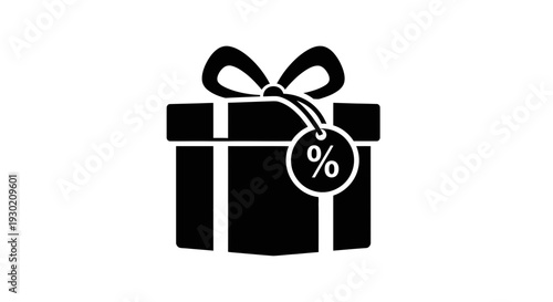 Gift box with percentage tag, symbolizing discount, sale, offer, promotion, and special occasion.