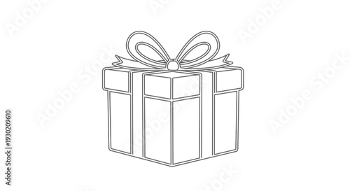 Gift Box with Ribbon Bow Outline Icon