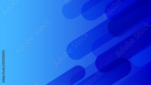 透明感のある青と紺のグラデーション背景 右側に半透明楕円を斜め配置した左余白ビジネスフレーム（16:9）