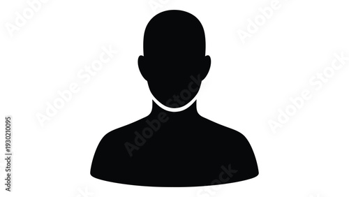 A black silhouette of a man's head and shoulders isolated on white background, Vector