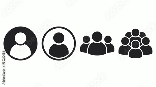 Professional user profile avatar icon set with group member silhouettes for account manager and team leader, concept for web interface design, social media networking and team management