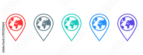 world navigator pointer icon in set of five
