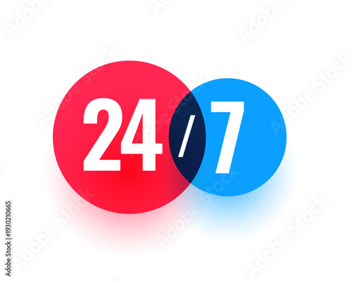 24 hours and 7 days open service concept background