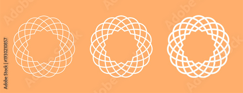 set of three symmetrical round shape pattern in doodle art