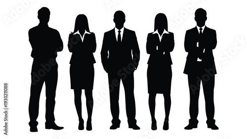 A group of business people standing in a line isolated on white background, Vector