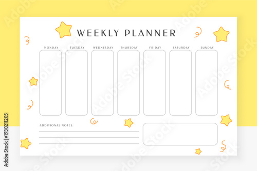 modern monday to sunday weekly planner template with star decor