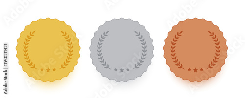 golden, silver and bronze laurel badge in collection
