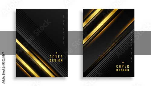 collection of premium booklet cover template in dark black color