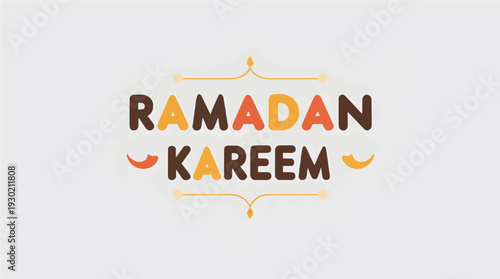 Ramadan Kareem Greeting Card with Elegant Serif Typography and Leaves