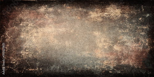 A dark vintage metal texture background featuring an old rusty material surface with a grungy brown pattern and aged dirty paint on a rough antique backdrop