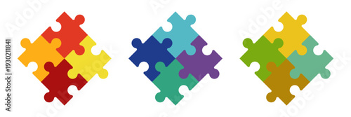 Set of Puzzle jigsaw pieces on white background vector illustration