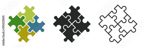 Set of Puzzle jigsaw pieces on white background vector illustration