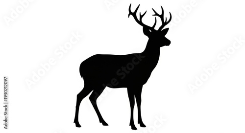 Black Silhouette of Deer Stag.