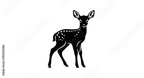 Black Silhouette of Deer Illustration.