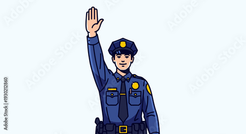 Police Officer Saluting in Uniform for Law Enforcement or Public Safety Campaigns