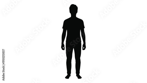 A black silhouette of a man standing isolated on white background, Vector