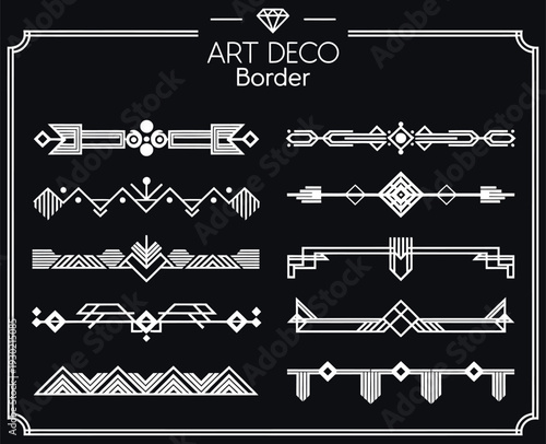 Set of Art Deco Gold Calligraphic Page Dividers, Vector Golden Flourishes and Decorative Vignettes, 1920s Style Header and Border Templates for Luxury Invitations