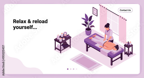 Relaxing spa and massage scene at a wellness center with a professional therapist treating a client in a peaceful environment.