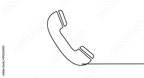 Minimalist single line drawing of a telephone receiver, symbol of communication and connection