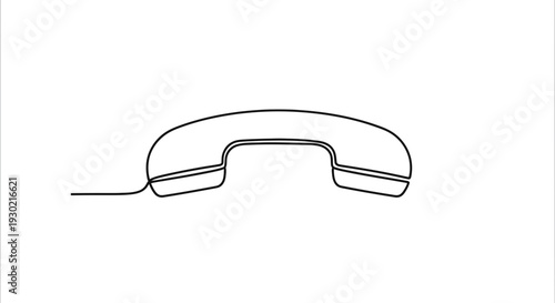 Minimalist single line drawing of a vintage telephone handset, retro communication symbol