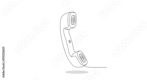Minimalist single line drawing of a vintage telephone handset, retro communication icon