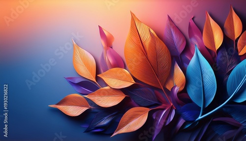 Colorful Wallpaper With Leaves And Plant Design Smooth Art Flashing Color