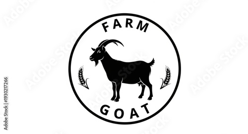Black Silhouette of Farm Goat.