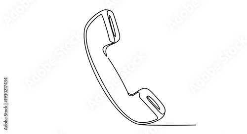 Minimalist one line drawing of a classic telephone receiver, communication symbol