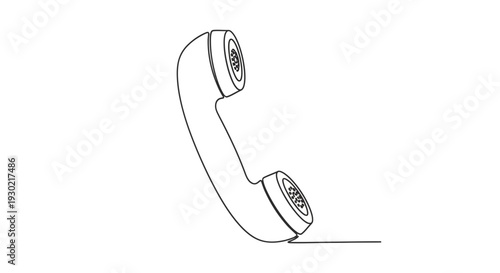 Minimalist one-line drawing of a vintage telephone handset, retro communication symbol