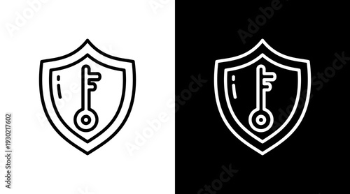 Shield White Icon Set Design 