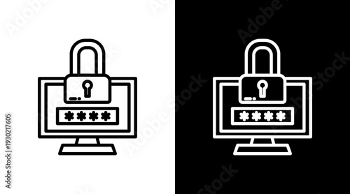 Protection White Icon Set Design 