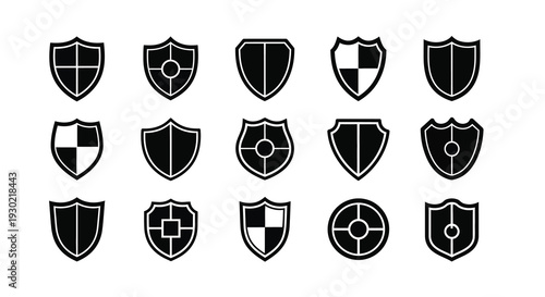Collection of heraldic shields in varying designs a bold silhouette